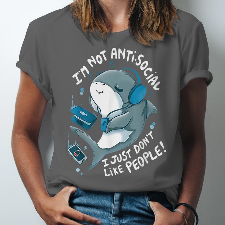 Shark Don’t Like People Antisocial Introvert Unisex Jersey T-Shirt