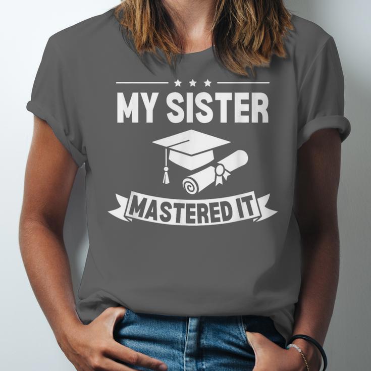 My Sister Mastered It Masters Degree Graduation MBA Unisex Jersey T-Shirt