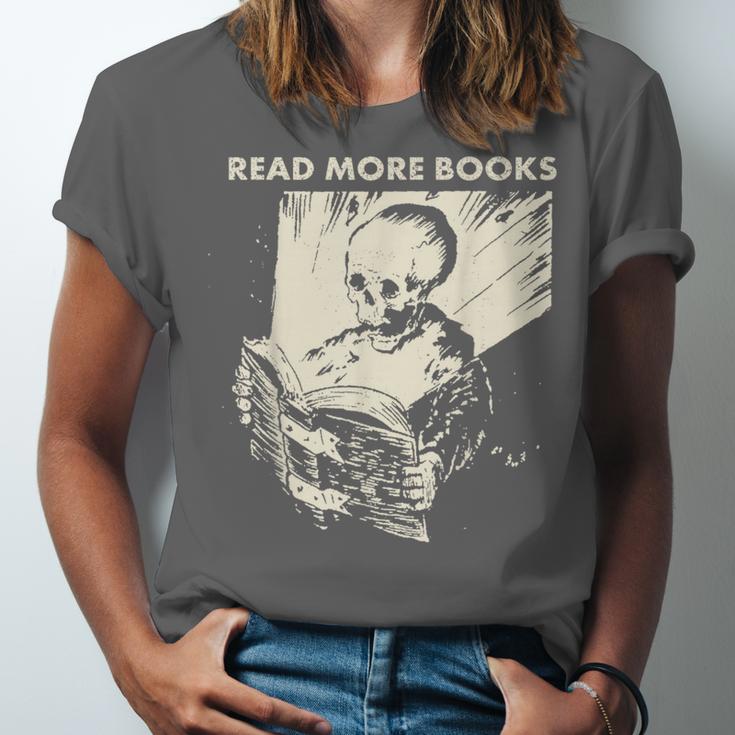 Skeleton Read More Books Unisex Jersey T-Shirt