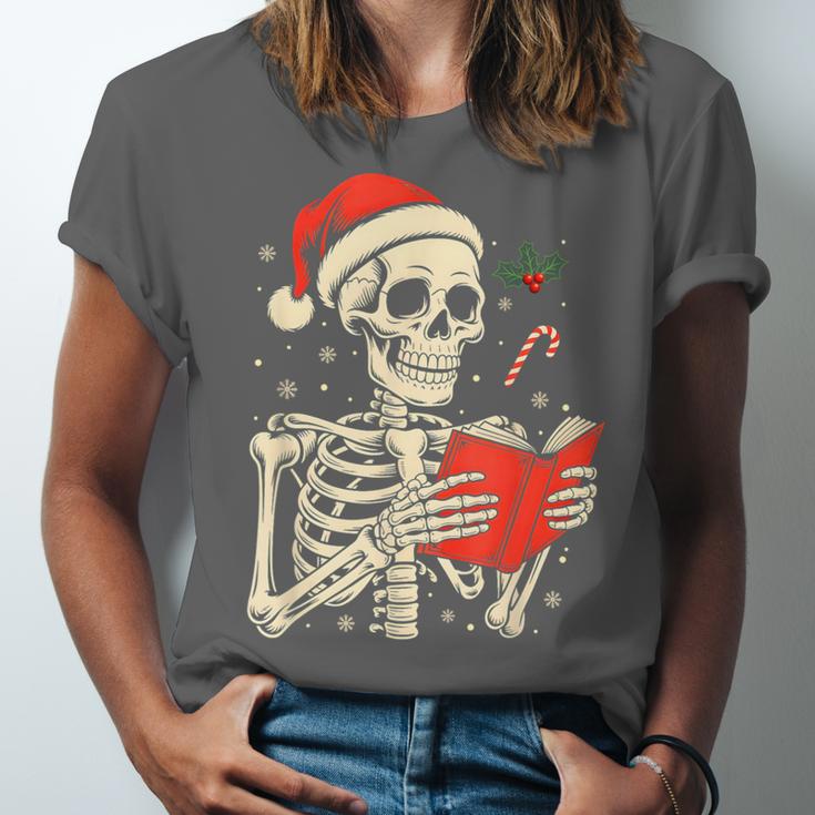 Skeleton Reading Book Christmas Teacher Librarian Book Lover Unisex Jersey T-Shirt Skeleton Reading Book Christmas Teacher Librarian Book Lover Unisex Jersey T-Shirt