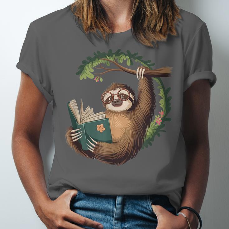 Sloth Reading a Book Lazy Sloth Bookworm Unisex Jersey T-Shirt Sloth Reading a Book Lazy Sloth Bookworm Unisex Jersey T-Shirt