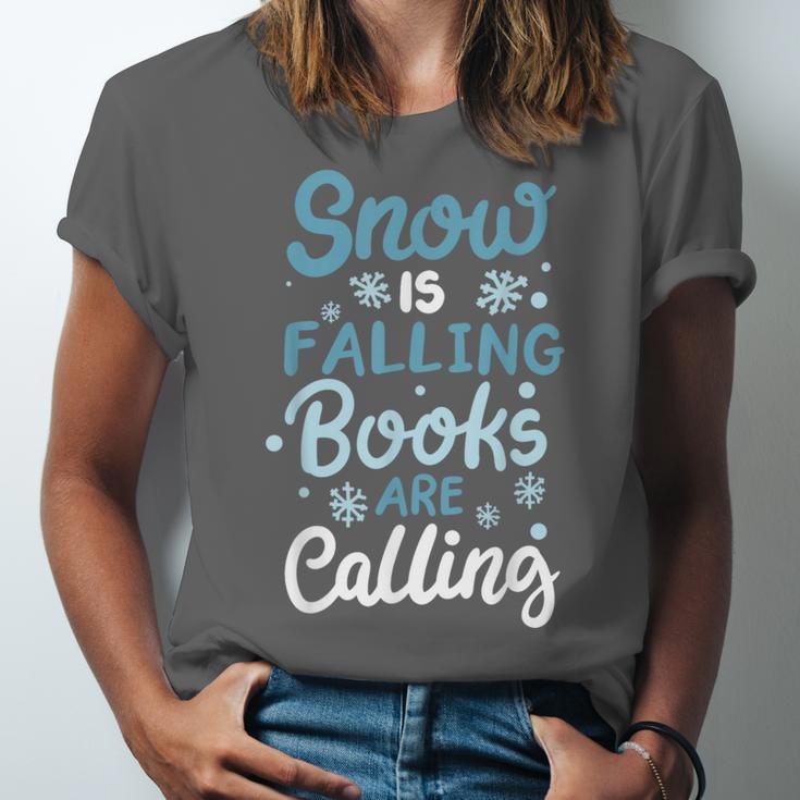 Snow Is Falling Books Are Calling Unisex Jersey T-Shirt