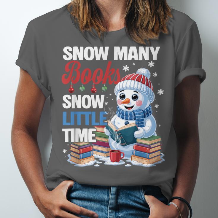 Snowman Winter Snow So Many Books Christmas Snow Little Time Unisex Jersey T-Shirt