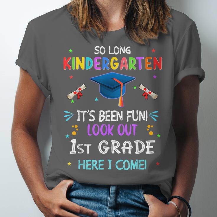 So Long Kindergarten Graduation Look Out 1st Grade 2025 Kids Unisex Jersey T-Shirt