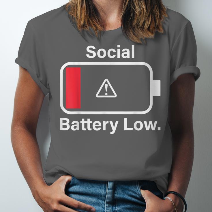 Social Battery Low Anti-Social Introvert Unisex Jersey T-Shirt Social Battery Low Anti-Social Introvert Unisex Jersey T-Shirt