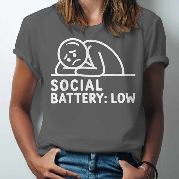 Social Battery Low Apparel Introvert Humor Unisex Jersey T-Shirt Social Battery Low Apparel Introvert Humor Unisex Jersey T-Shirt