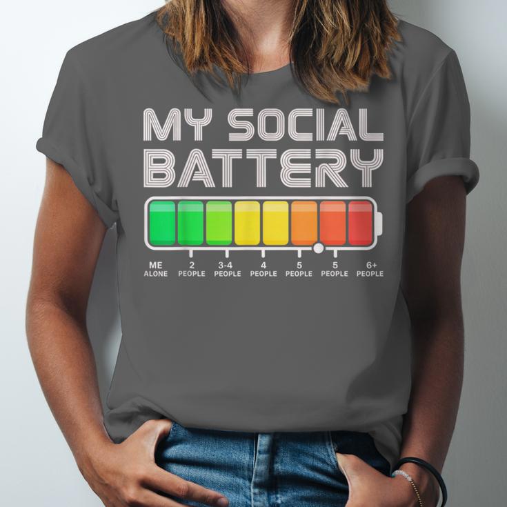 Social Battery Low Energy Antisocial Introvert Unisex Jersey T-Shirt