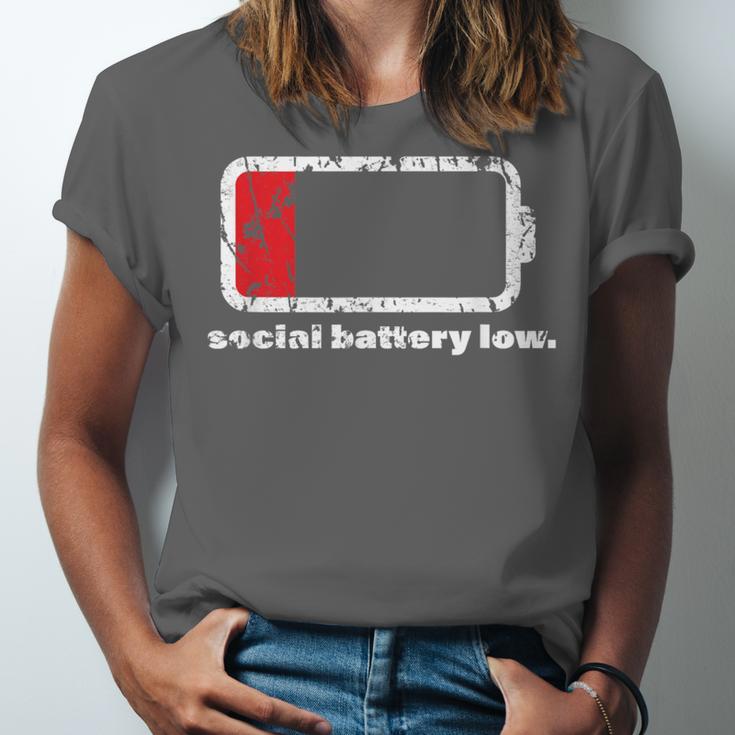 Social Battery Low Introvert Unisex Jersey T-Shirt Social Battery Low Introvert Unisex Jersey T-Shirt