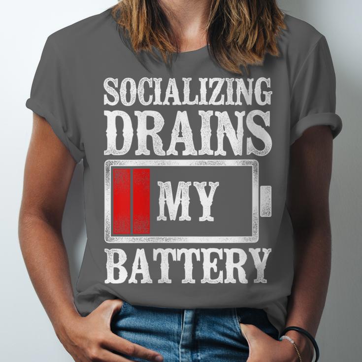 Socializing Drains My Battery Introvert Unisex Jersey T-Shirt Socializing Drains My Battery Introvert Unisex Jersey T-Shirt