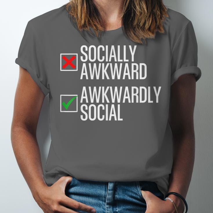 Socially Awkward Introvert Anxious Awkwardly Social Unisex Jersey T-Shirt Socially Awkward Introvert Anxious Awkwardly Social Unisex Jersey T-Shirt