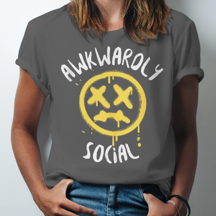Socially Awkward Introvert Social Anxious Awkwardly Social Unisex Jersey T-Shirt Socially Awkward Introvert Social Anxious Awkwardly Social Unisex Jersey T-Shirt