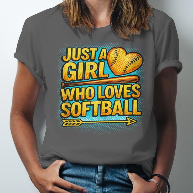 Softball Just A Girl Comic Book Style Graphic For Teens Unisex Jersey T-Shirt