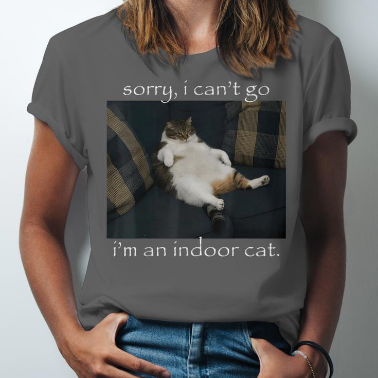 Sorry I Can’t Go I’m An Indoor Cat Introvert Meme Unisex Jersey T-Shirt