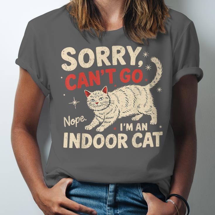 Sorry I Can't Go I'm An Indoor Cat Introvert Cat Owner Unisex Jersey T-Shirt