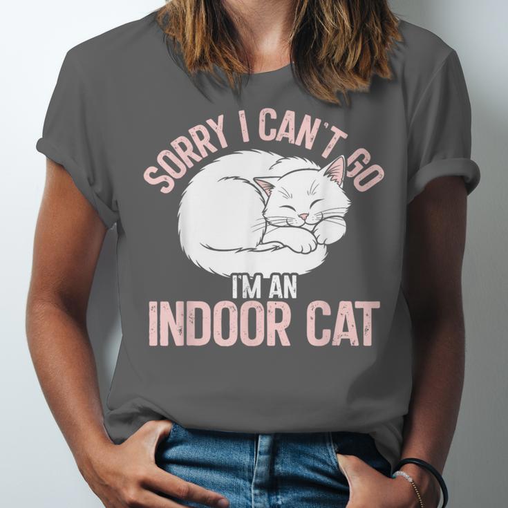 Sorry I Can't Go I'm An Indoor Cat Lazy Humor Introvert Cat Unisex Jersey T-Shirt Sorry I Can't Go I'm An Indoor Cat Lazy Humor Introvert Cat Unisex Jersey T-Shirt
