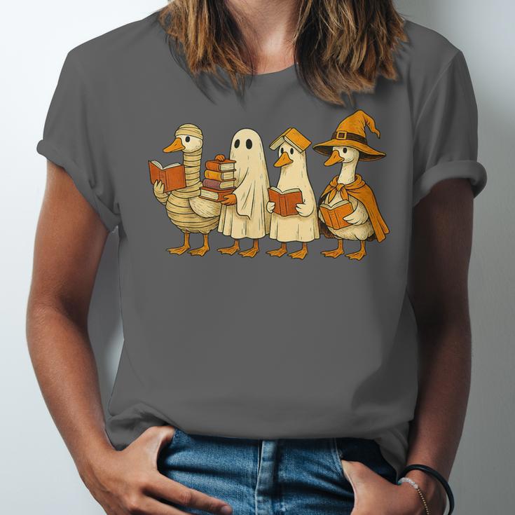 Spooky Halloween Book Lover Halloween Reading Goose Unisex Jersey T-Shirt