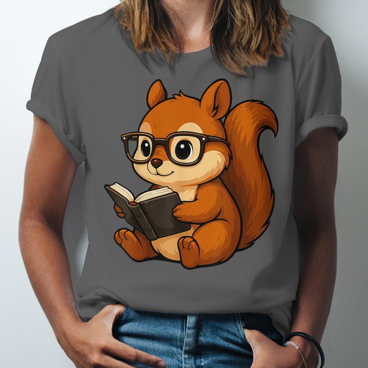 Squirrel Reading Book Lover Unisex Jersey T-Shirt