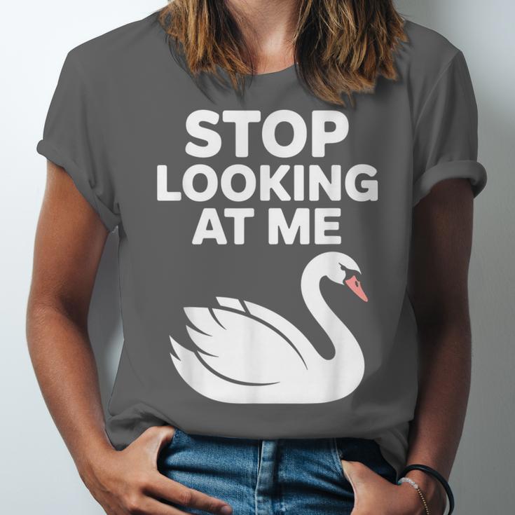 Stop Looking At Me Swan Introvert Humor Unisex Jersey T-Shirt