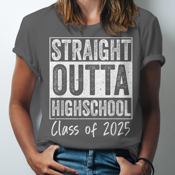 Straight Outta High School Graduation Class Of 2025 Grad Unisex Jersey T-Shirt