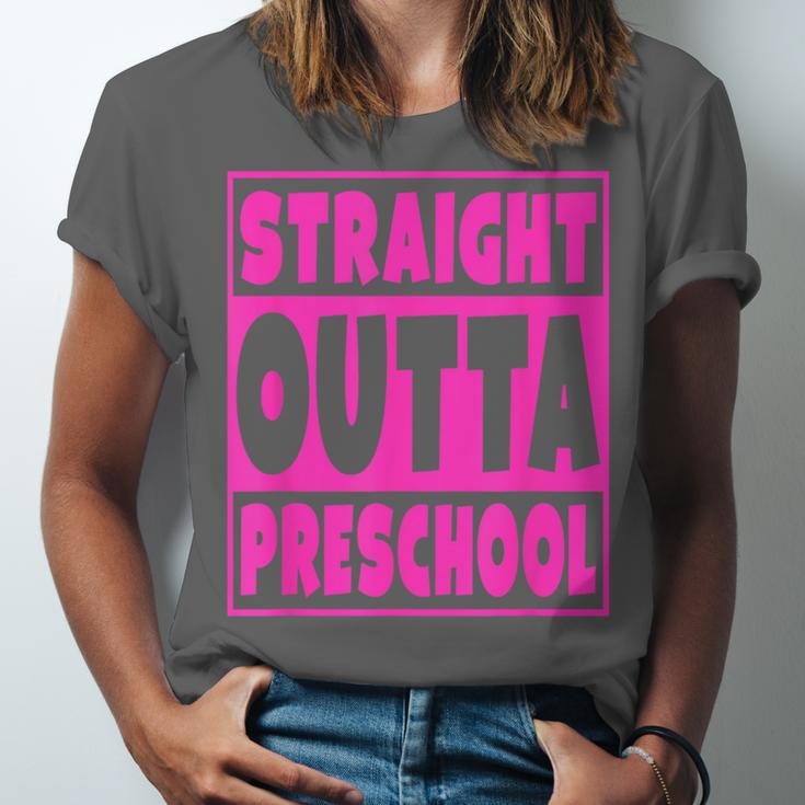 Straight Outta Preschool Class Graduation Pink Unisex Jersey T-Shirt