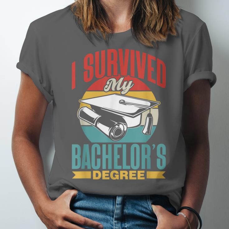 I Survived My Bachelor's Degree Party Bachelor Graduation Unisex Jersey T-Shirt