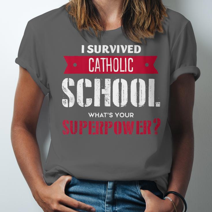I Survived Catholic School Shirt Catholic Graduation Unisex Jersey T-Shirt