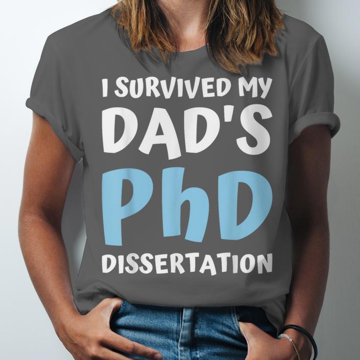 i Survived My Dad's Phd Dissertation College Graduation 2021 Unisex Jersey T-Shirt