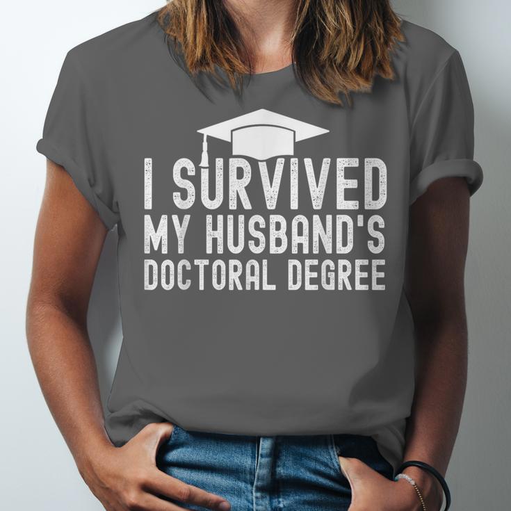 I Survived My Husband's Doctoral Degree Graduation Husband Unisex Jersey T-Shirt