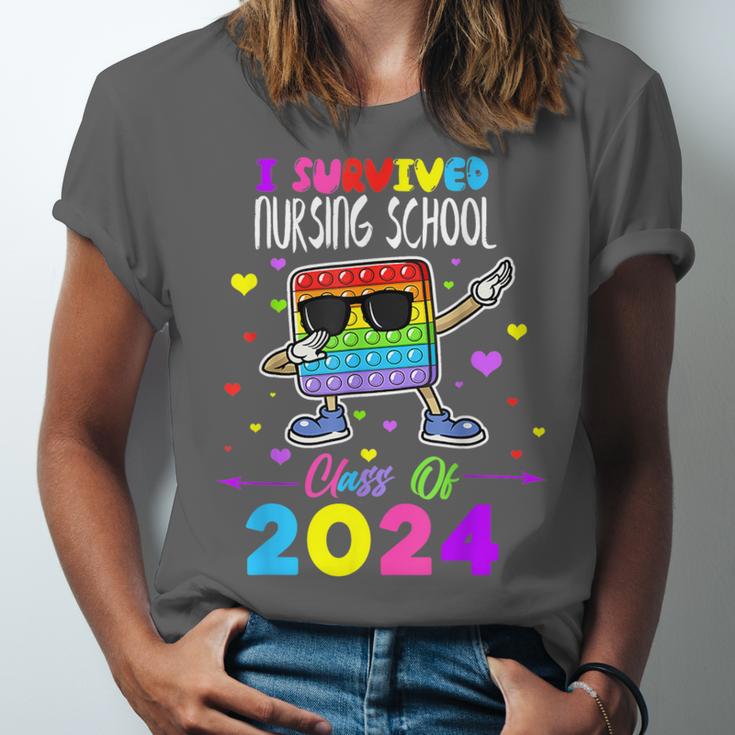 I Survived Nursing School Of 2024 Student Graduation 2024 Unisex Jersey T-Shirt
