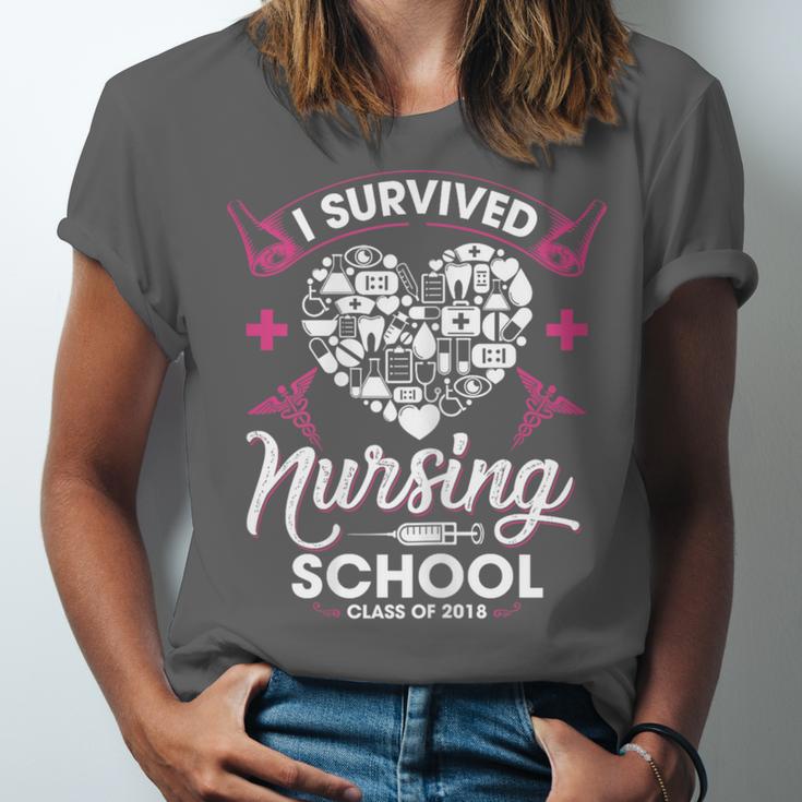 I Survived Nursing School Class Of 2018 Graduation T-Shirt Unisex Jersey T-Shirt