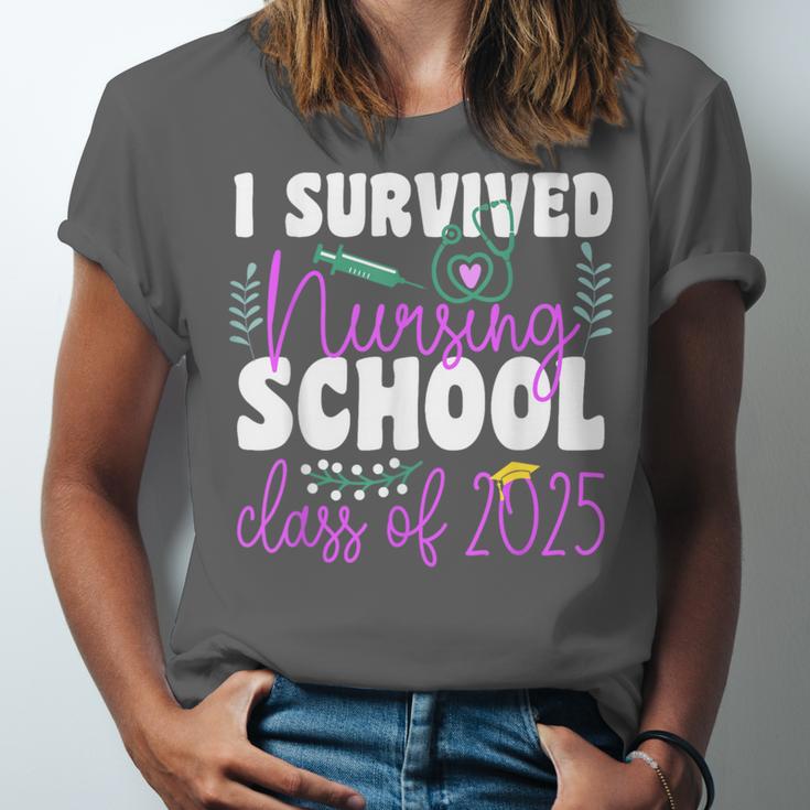 I Survived Nursing School Class Of 2025 New Nurse Graduation Unisex Jersey T-Shirt