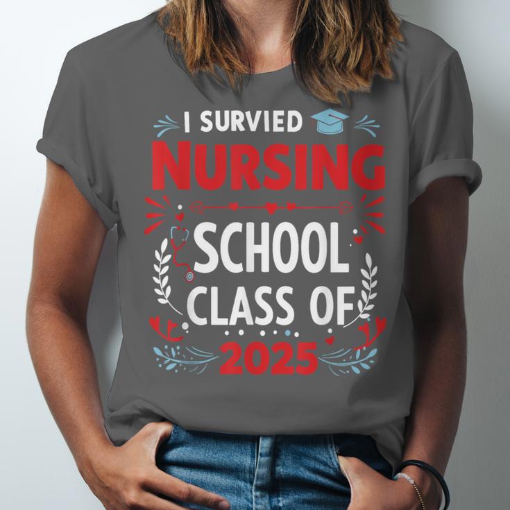 I Survived Nursing School Class Of 2025 Nurse Graduation Unisex Jersey T-Shirt