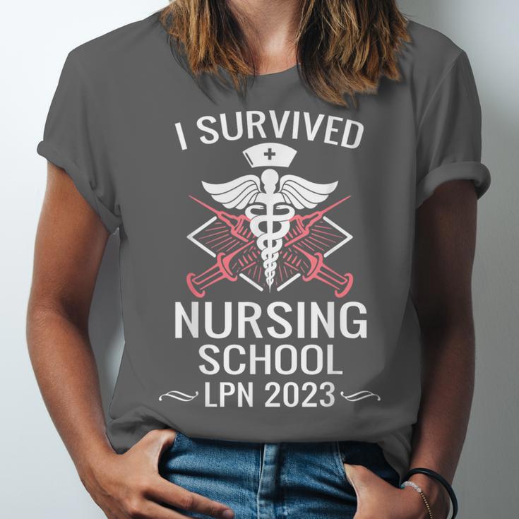 I Survived Nursing School LPN Class Of 2023 Nurse Graduation Unisex Jersey T-Shirt