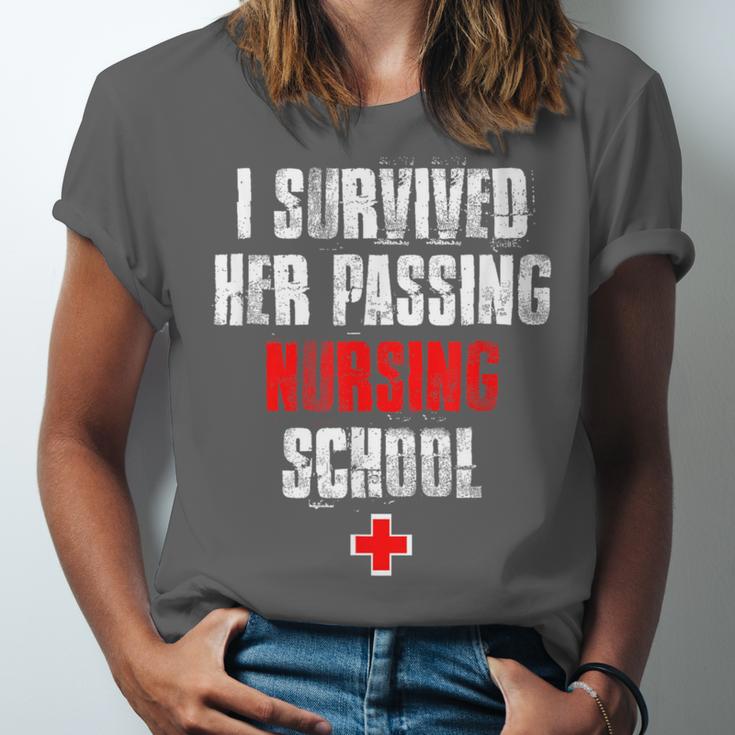 I Survived Her Passing Nursing School Graduation Unisex Jersey T-Shirt