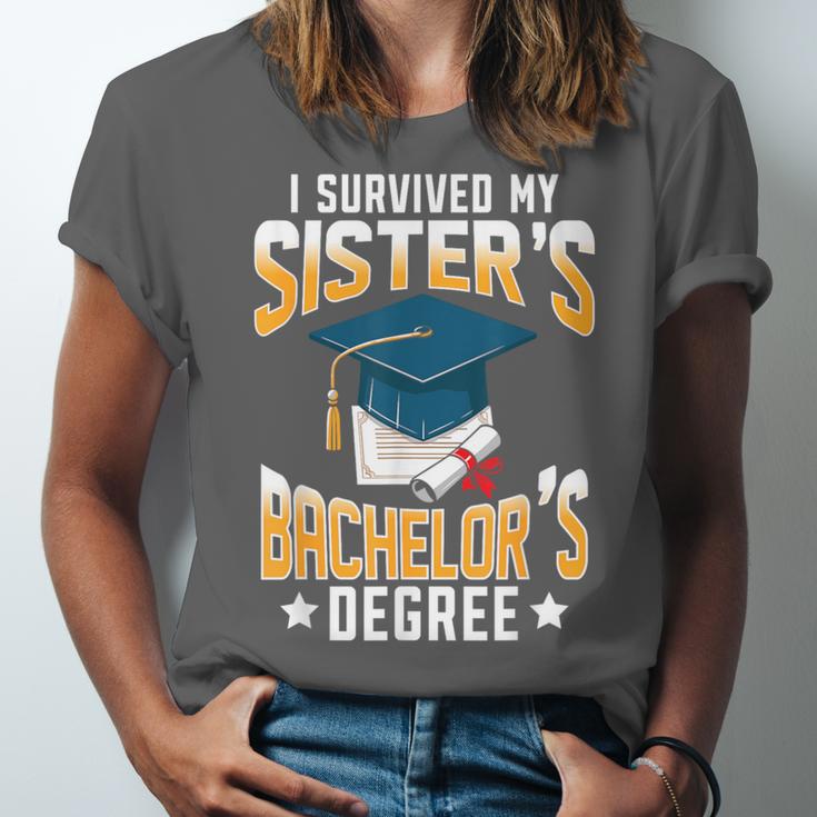 i Survived My Sisters Bachelor's Degree Graduation Gifts Unisex Jersey T-Shirt