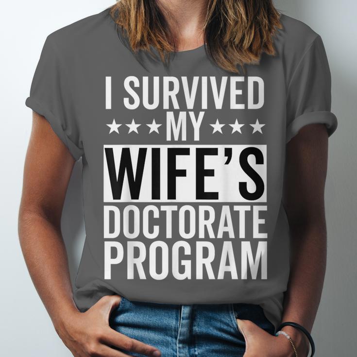 i Survived My Wife Doctorate Program PHD Wife Graduation Unisex Jersey T-Shirt