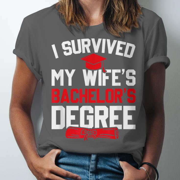 I Survived My Wife's Bachelor's Degree Graduation Unisex Jersey T-Shirt