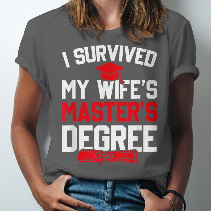 I Survived My Wife's Master's Degree Graduation Unisex Jersey T-Shirt