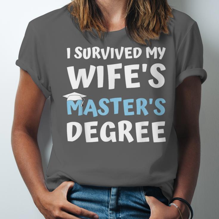 i Survived My Wifes Masters Degree MBA College Graduation Unisex Jersey T-Shirt