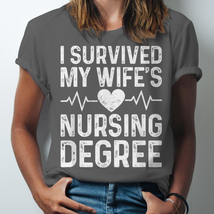 I Survived My Wife's Nursing Degree School Graduation Unisex Jersey T-Shirt