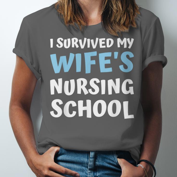i Survived My Wifes Nursing School Degree Graduation Party Unisex Jersey T-Shirt