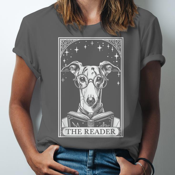 Tarot Card Vintage Whippet Dog Book Lover The Reader Unisex Jersey T-Shirt