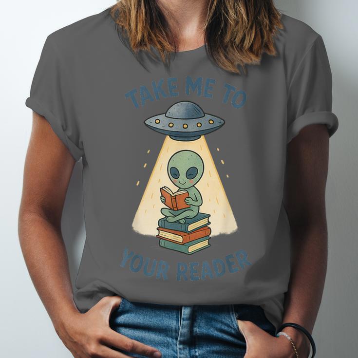 Teacher Alien Books UFO Reading Take Me To Your Reader Unisex Jersey T-Shirt