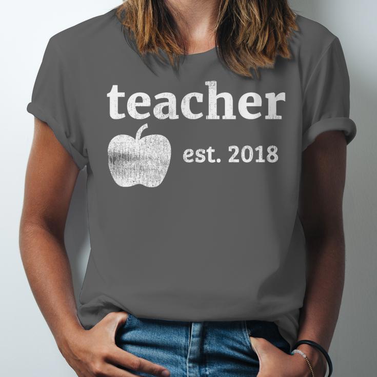 Teacher Est 2018 Vintage Graduation Unisex Jersey T-Shirt