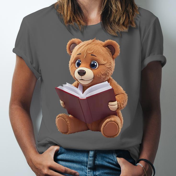 Teddy Bear Reading a Book Unisex Jersey T-Shirt