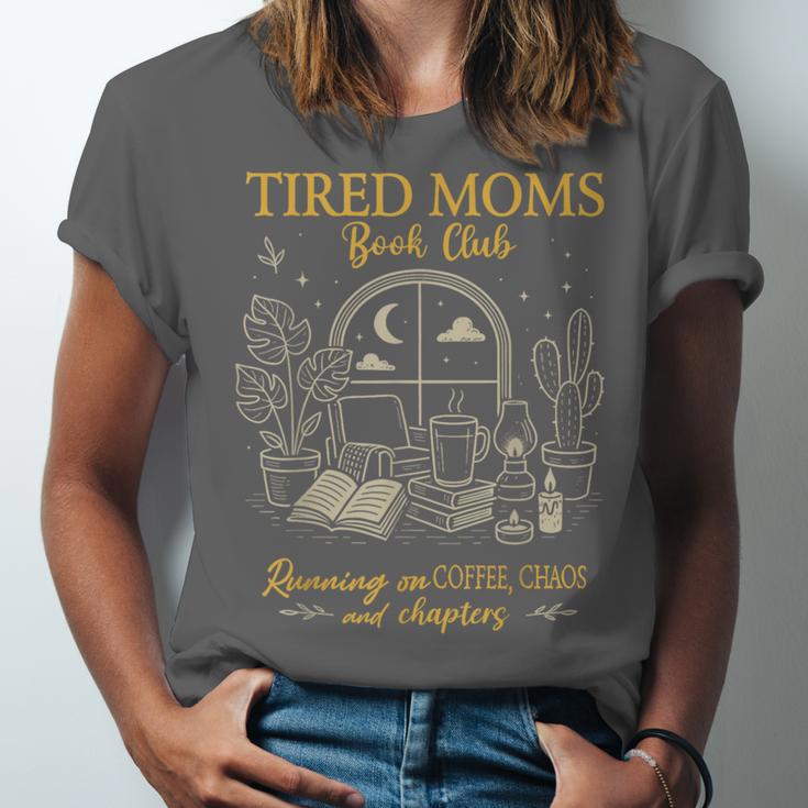 Tired Moms Book Club Coffee Chaos Chapters Unisex Jersey T-Shirt