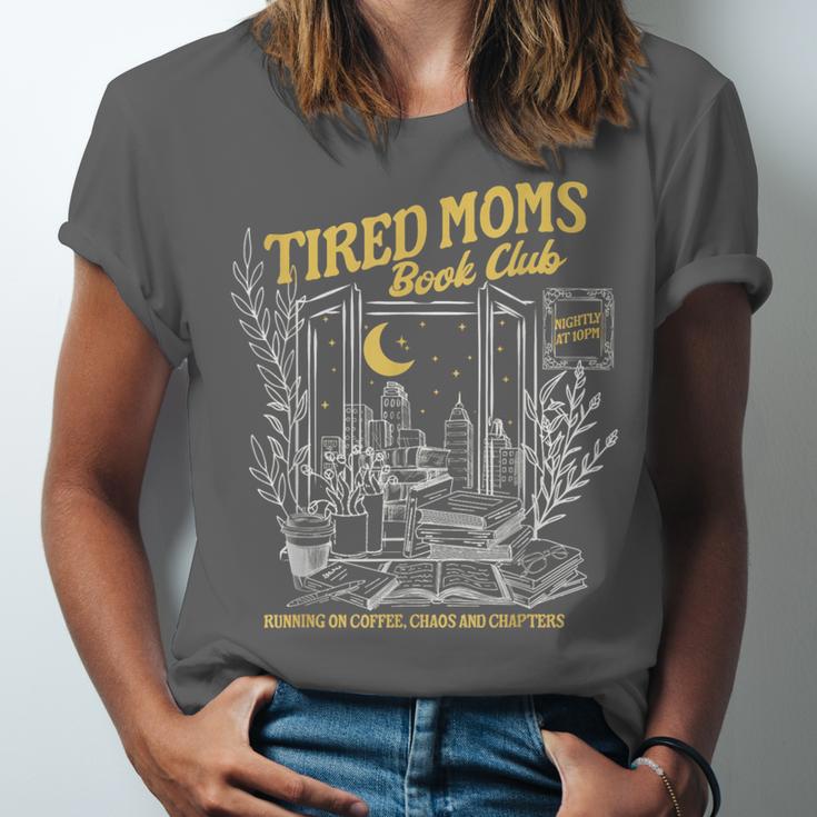 Tired Moms Club Bookish Book Lover Homebody Fall Book Club Unisex Jersey T-Shirt