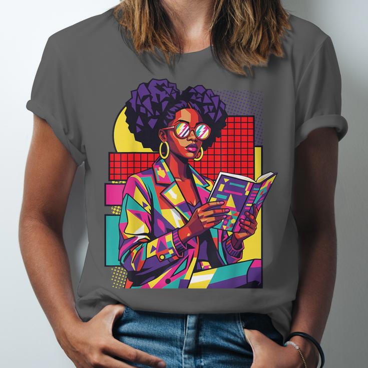 History Woman Reading Book Geometric Girl Educated Unisex Jersey T-Shirt