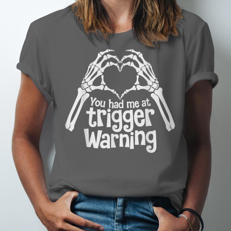 You Had Me At Trigger Warning Skeleton Book Reading Lover Unisex Jersey T-Shirt You Had Me At Trigger Warning Skeleton Book Reading Lover Unisex Jersey T-Shirt