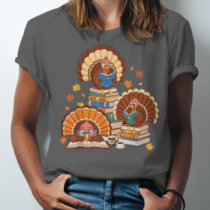 Turkey Read Books Reading Fall Thanksgiving Teacher Unisex Jersey T-Shirt Turkey Read Books Reading Fall Thanksgiving Teacher Unisex Jersey T-Shirt